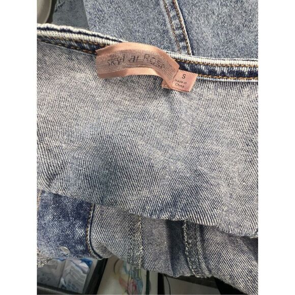 Vintage Skylar Rose Denim Button Up Halter Mini Dress With Belt - Picture 2 of 4